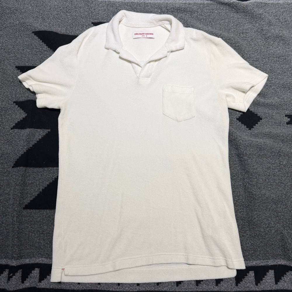 Orlebar Brown Cream toweling Polo Shirt size m